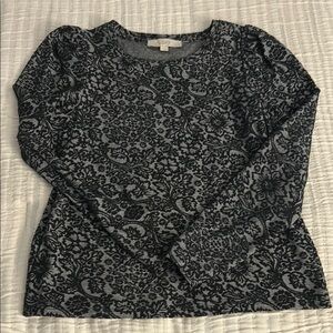 LOFT Black Fitted Long Sleeve Blouse